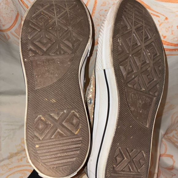 Converse Women's Sparkling Platform Sneakers - Gold and White w/ Leopard Print - Picture 7 of 7